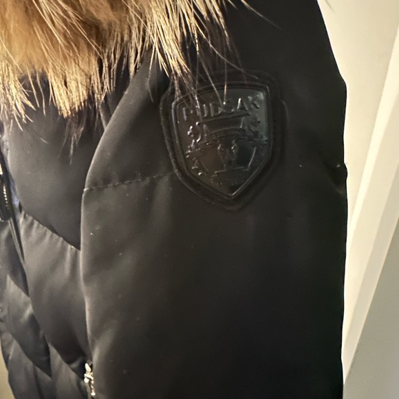 Rudsak black double zippper jacket leather sleeve with fur size S mid length - Picture 2 of 11